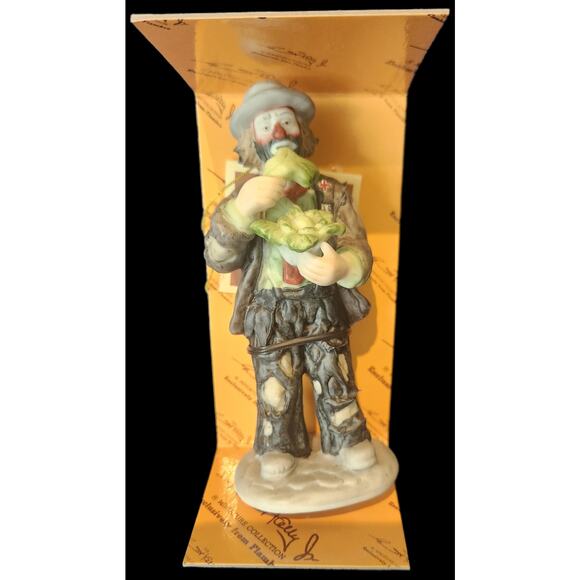 Flambro Emmett Kelly Jr. "Eating Cabbage" Porcelain Clown Figurine #10012 - Picture 1 of 5